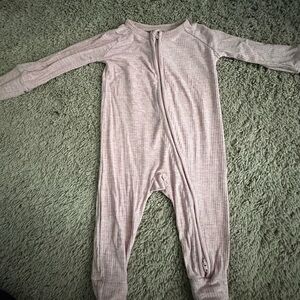 Little Sleepies Light Pink Ribbed Zipper Footie